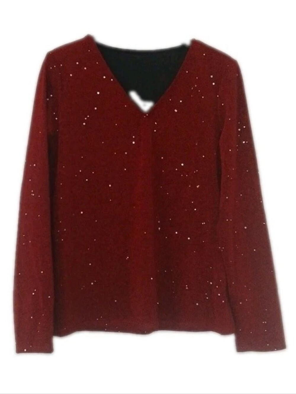 Temu Women's Size XL Top Red Metallic with Iridescent Sequins